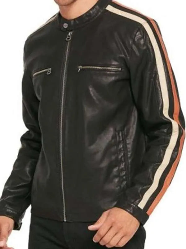 Stylish Motorcycle Black Leather Jacket For Men's