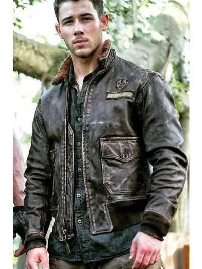 Jumanji 2 Nick Jonas Leather Jacket