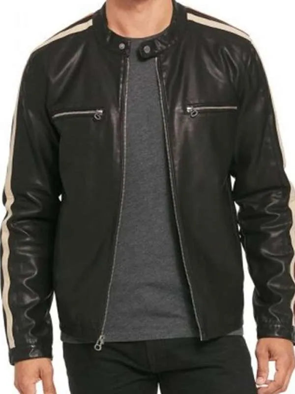 Stylish Motorcycle Black Leather Jacket For Men's