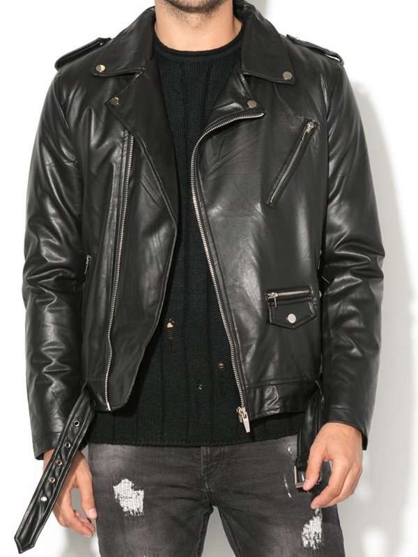 Men Classic Brando Biker Leather Jacket